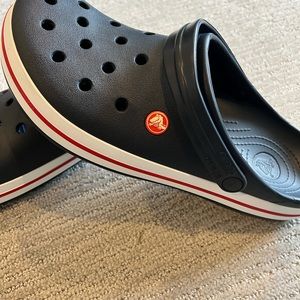 Size 12 Mens Crocs, navy blue worn 1x